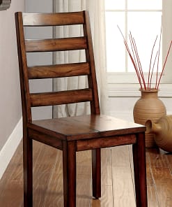 Tobacco Oak Finish Solid Wood Set of 2 Chairs